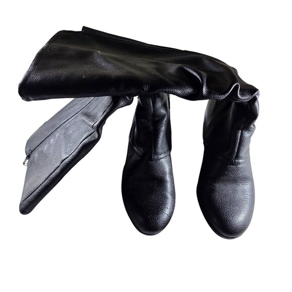 Baretraps Womens Black Mid-Calf Boots Size 8.5 M Buckle Stacked Heel zipper fall - Picture 1 of 9